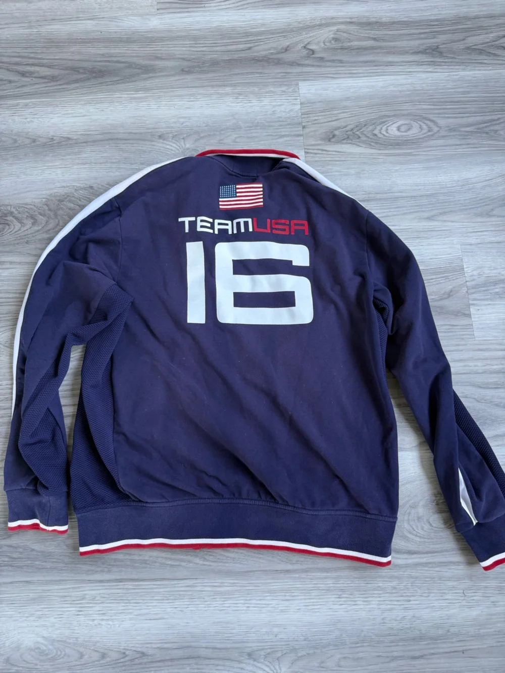 Polo by Ralph Lauren Navy Zip-Up Olympic Track Jacket with White Stripes